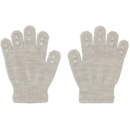 Gobabygo Uld Grip Gloves Sand - Str. 3-4 år - Gobabygo