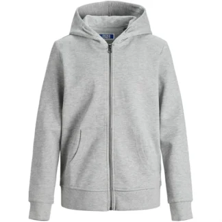 Jack & Jones Junior Light Grey Melange Basic Sweatshirt m. Lynlås Noos - Str. 140 cm - Jack & Jones Junior