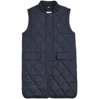 Tommy Hilfiger Quilted Lang Vest Desert Sky - Tommy Hilfiger