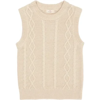 Copenhagen Colors x Luksusbaby Cream Strikket Cable Vest - Str. 68 - Copenhagen colors