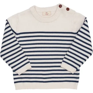 Copenhagen Colors Cream Navy Combi Strikket Striped Sailor Sweater - Str. 116 - Copenhagen colors