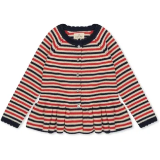 Konges Sløjd Navy Stripe Meo Cardigan med Muslingekant - Billieblush