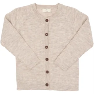 Copenhagen Colors Pale Cream Melange Merino Classic Rib Cardigan - Little Marc Jacobs