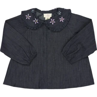 Copenhagen Colors Dk Denim Blue Denim Bluse m. Broderi - MP Danmark