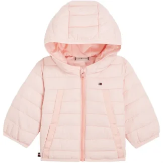 Tommy Hilfiger Baby Monotype Tape Puffer Jakke Pink Crystal - Tommy Hilfiger