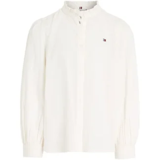 Tommy Hilfiger Ladder Lace Skjorte m. Flæsekrave Ancient White - Tommy Hilfiger