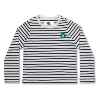 Wood Wood Double A Kim Bluse Off-white/Navy Stribet - Wood Wood