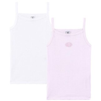 Petit Bateau 2-pak White/Light pink striber Undertrøjer - Petit Bateau