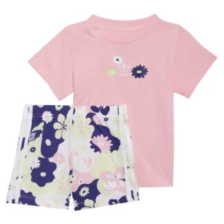 adidas True Pink Flower Print Shorts Tee Set - adidas Originals