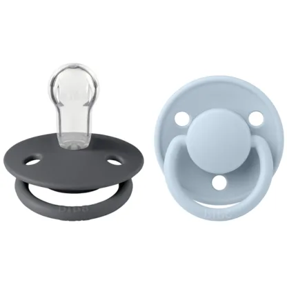 Bibs De Lux Silikone Sutter 2-pak Rund Iron/Baby Blue - Bibs