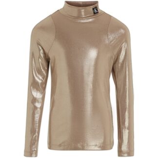 Calvin Klein Metallic Coated Mockneck Bluse Frosted Almond - Str. 12 år - Calvin Klein