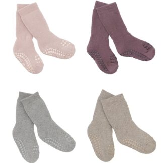 GObabyGO Bomulds Strømper Combo Box Antislip Dusty Rose - Str. 2-3 år - Gobabygo