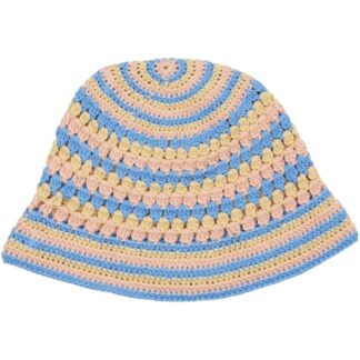 Copenhagen Colors Sky Blue/Pale Yellow/Dusty Rose Comb. Hæklet Hat - Str. 3-5 år - Copenhagen colors