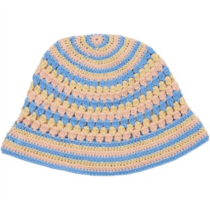 Copenhagen Colors Sky Blue/Pale Yellow/Dusty Rose Comb. Hæklet Hat - Str. 6-9 år - Copenhagen colors