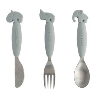 Done by Deer YummyPlus Easy Grip Cutlery Set Grey - DonebyDeer