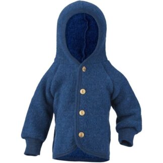 Engel Hooded Cardigan m. Træknapper Blue Mélange - Str. 74-80 cm - Engel