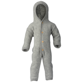 Engel Hooded Heldragt m. Knapper Light Grey Mélange - Str. 62-68 cm - Engel