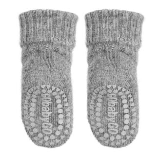 GObabyGO Alpaca Non-Slip Socks Grey Melange - Str. 1-2 år - Gobabygo