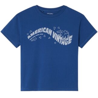 American Vintage T-shirt Droit Mc Col Rond Imprime Bleu Roi Vintage - Str. 13 år - American Vintage