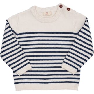 Copenhagen Colors Cream Navy Combi Strikket Striped Sailor Sweater - Str. 56 - Copenhagen colors