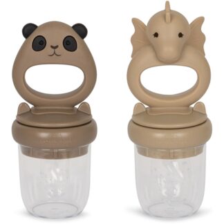 Konges Sløjd Fruit Feeder Drage & Panda 2-Pak Warm Clay/Shitake - Konges Sløjd