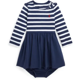 Ralph Lauren Baby Langærmet Kjole Og Bloomer Newport Navy W White - Ralph Lauren Baby