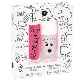 Nailmatic Neglelak Vandbaseret + Lipgloss Duopack Fairytales Polly/Raspberry - Nailmatic