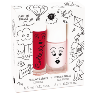 Nailmatic Neglelak Vandbaseret + Lipgloss Duopack Kids Cottage Bella/Cherry - Nailmatic