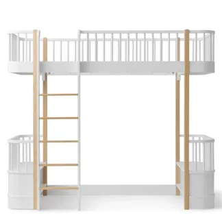 Oliver Furniture Wood Højseng m. Lodret Stige Hvid/Eg - Oliver Furniture
