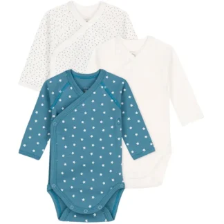 Petit Bateau Bodies ML 3 Pack Blue/White - Petit Bateau