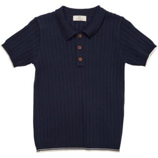 Copenhagen Colors Navy/Cream Comb. Rib Strik Polo - Str. 110 cm - Copenhagen colors