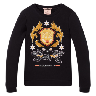 Scotch & Soda Crew Neck Sweat with Worked Out Chest Work - Scotch & Soda