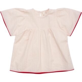 Copenhagen Colors Dusty Rose W Cream Stripe Seersucker Bluse - Str. 122 - Copenhagen colors