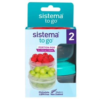 Sistema To-Go Portionsbøtte 2-Pak Minty Teal / Misty Purple - Sistema