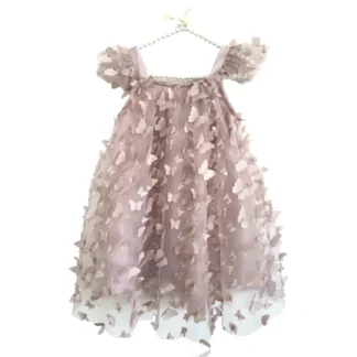 Dolly by Le Petit Tom Allover Butterflies Tutu Kjole Mauve - Str. 6-8 år/M - Dolly by Le Petit Tom