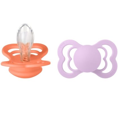Bibs Supreme Silikone Sutter 2-pak Symmetrisk Papaya/Violet Sky - Bibs